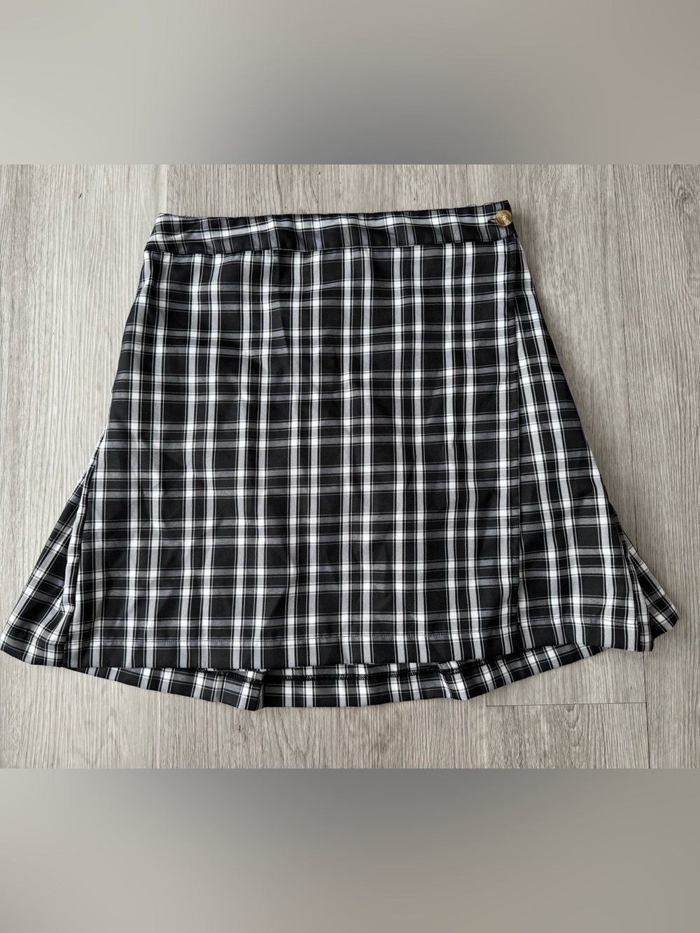 Sim And Sam Black And White Plaid Pleated School Girl Skirt Size Small